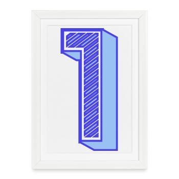 1. 1 AN. 1er ANNIVERSAIRE. ANNIVERSAIRE 1 AN - Affiche encadrée (27 × 37 cm) - blanc - Devant