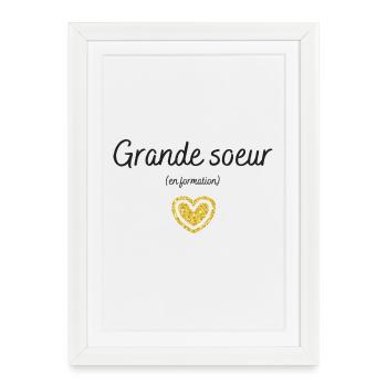 Grande soeur en formation, future grande soeur - Affiche encadrée (27 × 37 cm) - blanc - Devant