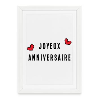 HAPPY BIRTHDAY. ANNIVERSAIRE. BON ANNIVERSAIRE - Affiche encadrée (27 × 37 cm) - blanc - Devant