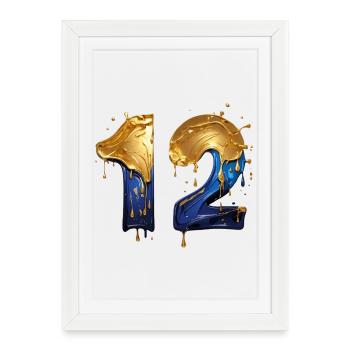 NON. 12 NUMÉRO 12 COOL 12E ANNIVERSAIRE - Affiche encadrée (27 × 37 cm) - blanc - Devant
