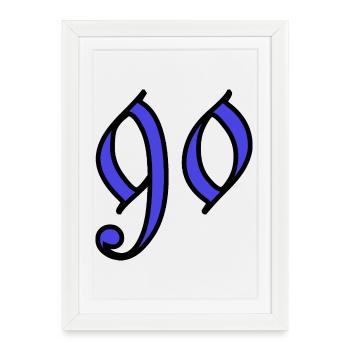 90. 90 ANS. 90e ANNIVERSAIRE. ANNIVERSAIRE 90 ANS. - Affiche encadrée (27 × 37 cm) - blanc - Devant