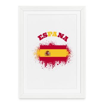 Espana Espagne drapeau espagnol drapeau drapeau - Affiche encadrée (27 × 37 cm) - blanc - Devant