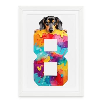 DOG 8 YEAR OLD DACHSHUND 8TH BIRTHDAY - Framed poster (27 × 37 cm) - white - Front