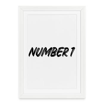 Numéro 1 - un - premier - premier - 1 - numéro 1 - Affiche encadrée (27 × 37 cm) - blanc - Devant