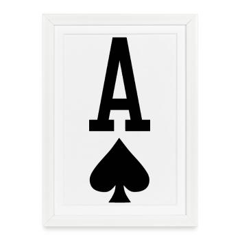 Poker Playing Card - Ace of Spades - Framed poster (27 × 37 cm) - white - Front