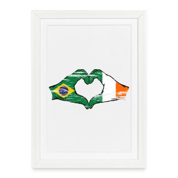 Brésil Irlande Drapeau Aiguilles Coeur Forme Utilisé - Affiche encadrée (27 × 37 cm) - blanc - Devant