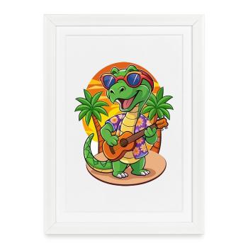 Drôle Serpent Plage Plage Lunettes Hawaïenne - Affiche encadrée (27 × 37 cm) - blanc - Devant