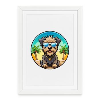 Lunettes de soleil Bouvier Des Flandres Dog Breed Cartoon - Affiche encadrée (27 × 37 cm) - blanc - Devant