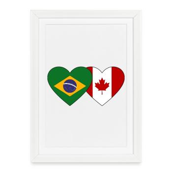 Brésil Canada Drapeau Coeur - Affiche encadrée (27 × 37 cm) - blanc - Devant