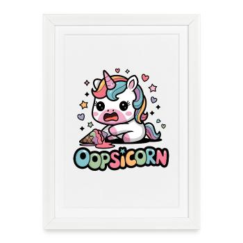 Oopsicorn - Framed poster (27 × 37 cm) - white - Front