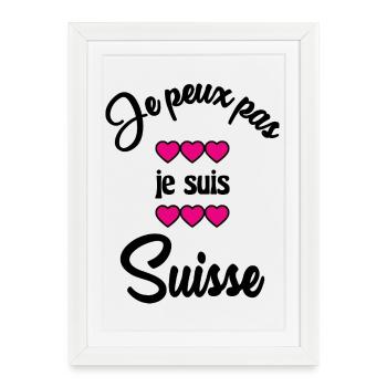 SUISSE. HUMOUR. PAYS. DRAPEAU. GENEVE. LAUSANNE - Affiche encadrée (27 × 37 cm) - blanc - Devant
