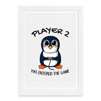 Deuxième bébé joueur 2 bébé pingouin enceinte - Affiche encadrée (27 × 37 cm) - blanc - Devant