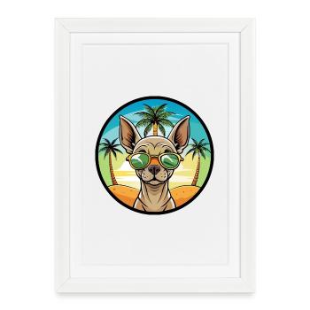 Inca Hairless Dog Breed Cartoon Lunettes de soleil Beach - Affiche encadrée (27 × 37 cm) - blanc - Devant