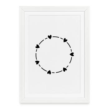 Coeur symbole cercle amour cadeau - Affiche encadrée (27 × 37 cm) - blanc - Devant