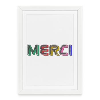 MERCI - Affiche encadrée (27 × 37 cm) - blanc - Devant