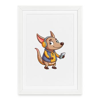 Aardvark Funny Cartoon Character Headphone Music - Framed poster (27 × 37 cm) - white - Front