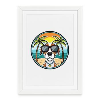 Burgos Pointer Dog Breed Cartoon Sunglasses Beach - Framed poster (27 × 37 cm) - white - Front