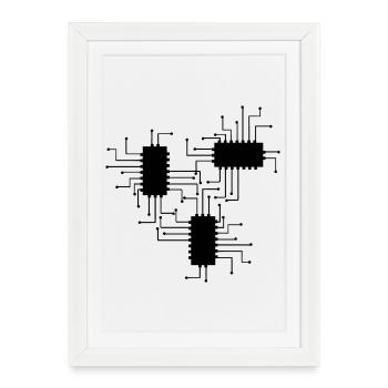electrician electrical electronics occupation voltage CPU - Framed poster (27 × 37 cm) - white - Front