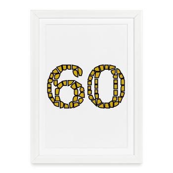 60. 60 ANS. 60e ANNIVERSAIRE. ANNIVERSAIRE 60 ANS. - Affiche encadrée (27 × 37 cm) - blanc - Devant