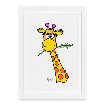 Cute Giraffe - Framed poster (27 × 37 cm) - white - Front