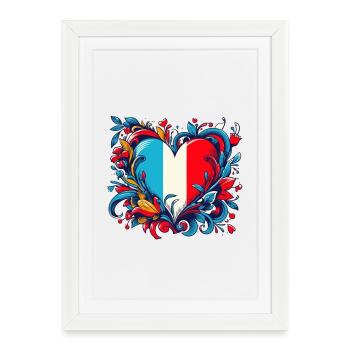 Coeur Français Vintage - Affiche encadrée (27 × 37 cm) - blanc - Devant