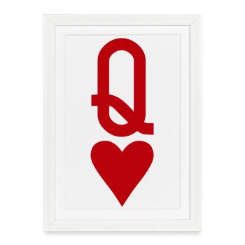 Poker Playing Card - Queen of Hearts - Framed poster (27 × 37 cm) - white - Front