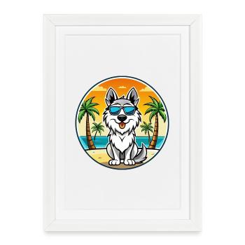 Lunettes de soleil de race de chien de berger des Carpates - Affiche encadrée (27 × 37 cm) - blanc - Devant