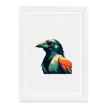 Crow Cartoon Character Colorful Pet Animal - Framed poster (27 × 37 cm) - white - Front