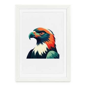 Personnage de dessin animé de faucon animal de compagnie coloré - Affiche encadrée (27 × 37 cm) - blanc - Devant