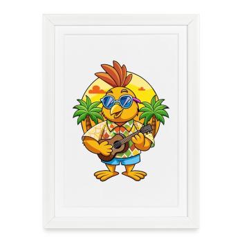 Funny Quail Summer Beach Sunglasses Hawaiian - Framed poster (27 × 37 cm) - white - Front