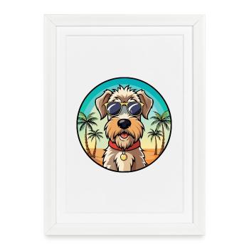 Wheaten Terrier à poil doux Dessin animé de race de chien - Affiche encadrée (27 × 37 cm) - blanc - Devant