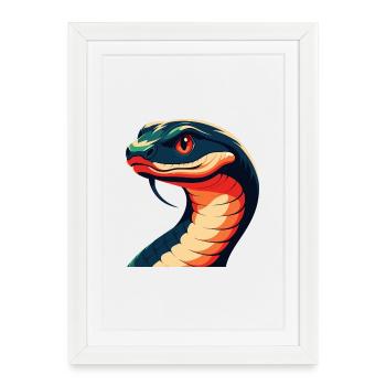 Serpent Dessin animé Personnage Animal de compagnie coloré - Affiche encadrée (27 × 37 cm) - blanc - Devant