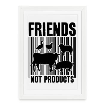 VEGAN FRIENDS NOT FOOD BARCODE - Framed poster (27 × 37 cm) - white - Front