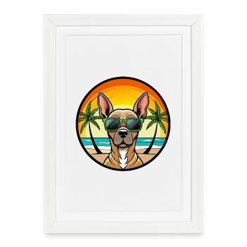Inca Hairless Dog Breed Cartoon Lunettes de soleil Beach - Affiche encadrée (27 × 37 cm) - blanc - Devant