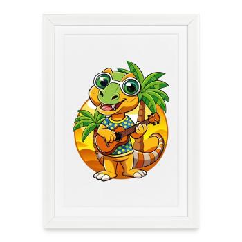 Drôle Serpent Plage Plage Lunettes Hawaïenne - Affiche encadrée (27 × 37 cm) - blanc - Devant
