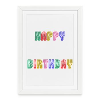 HAPPY BIRTHDAY. ANNIVERSAIRE. - Affiche encadrée (27 × 37 cm) - blanc - Devant