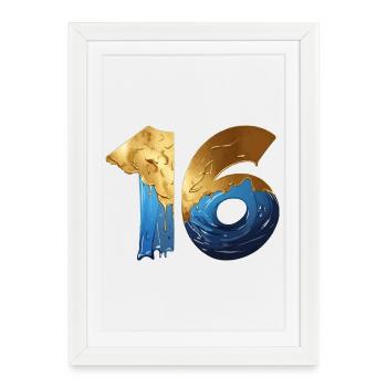 NON. 16 NUMÉRO 16 COOL 16E ANNIVERSAIRE - Affiche encadrée (27 × 37 cm) - blanc - Devant