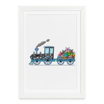 Train pour enfants avec remorque - Affiche encadrée (27 × 37 cm) - blanc - Devant