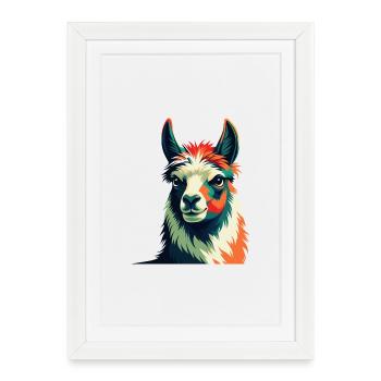 Llama Cartoon Character Colorful Pet Animal - Framed poster (27 × 37 cm) - white - Front