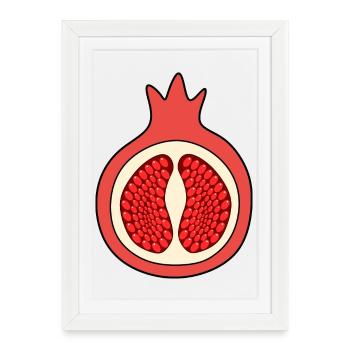 Pomegranate apple fruit red red fruits vegan - Framed poster (27 × 37 cm) - white - Front