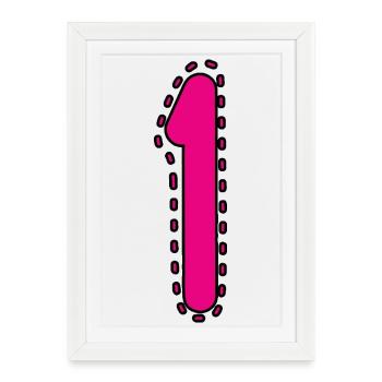 1. 1 AN. 1er ANNIVERSAIRE. ANNIVERSAIRE 1 AN - Affiche encadrée (27 × 37 cm) - blanc - Devant