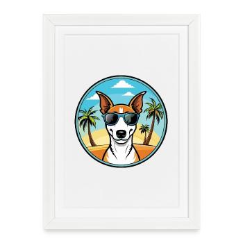 Smooth Fox Terrier Dog Breed Cartoon Sunglasses - Framed poster (27 × 37 cm) - white - Front