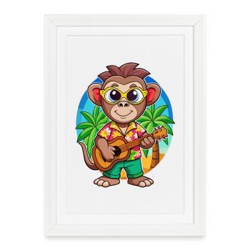 Funny Monkey Cartoon Summer Beach Sunglasses - Framed poster (27 × 37 cm) - white - Front