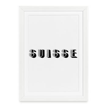 SUISSE. HUMOUR. PAYS. DRAPEAU. GENEVE. LAUSANNE - Affiche encadrée (27 × 37 cm) - blanc - Devant