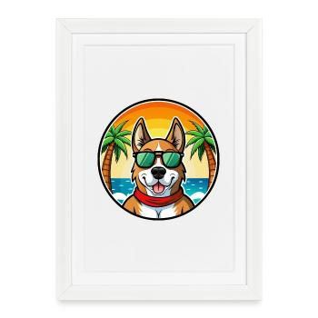 Segugio Italiano Race Chien Dessin Animé Lunettes De Soleil Plage - Affiche encadrée (27 × 37 cm) - blanc - Devant
