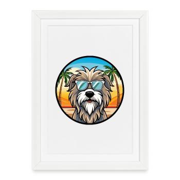 Lunettes de soleil Bergamasco Shepherd Dog Breed Cartoon - Affiche encadrée (27 × 37 cm) - blanc - Devant
