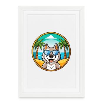 Lunettes de soleil de plage de race de chien de race de chien slovaque - Affiche encadrée (27 × 37 cm) - blanc - Devant