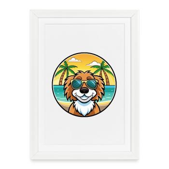 Stabyhoun Dog Breed Cartoon Sunglasses Beach - Framed poster (27 × 37 cm) - white - Front