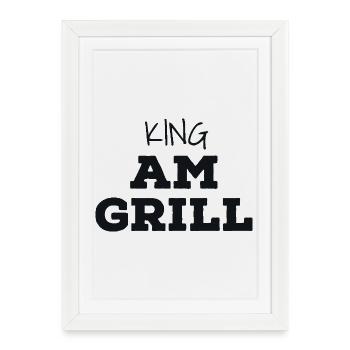 King au grill - Affiche encadrée (27 × 37 cm) - blanc - Devant