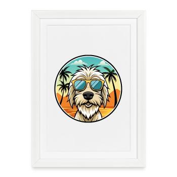 Spinone Italiano Race De Chien Dessin Animé Lunettes De Soleil Plage - Affiche encadrée (27 × 37 cm) - blanc - Devant